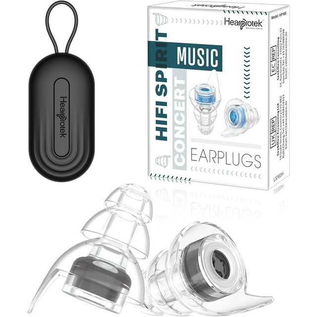 Hearprotek Bouchons d'Oreilles de Concert Hi-Fi, Réutilisables Haute Fidélité pour Protection des Oreilles, Réduction de Bruit, Musicien, Misophonia, Rave, Motos, Avion, Voyage (Moyen)