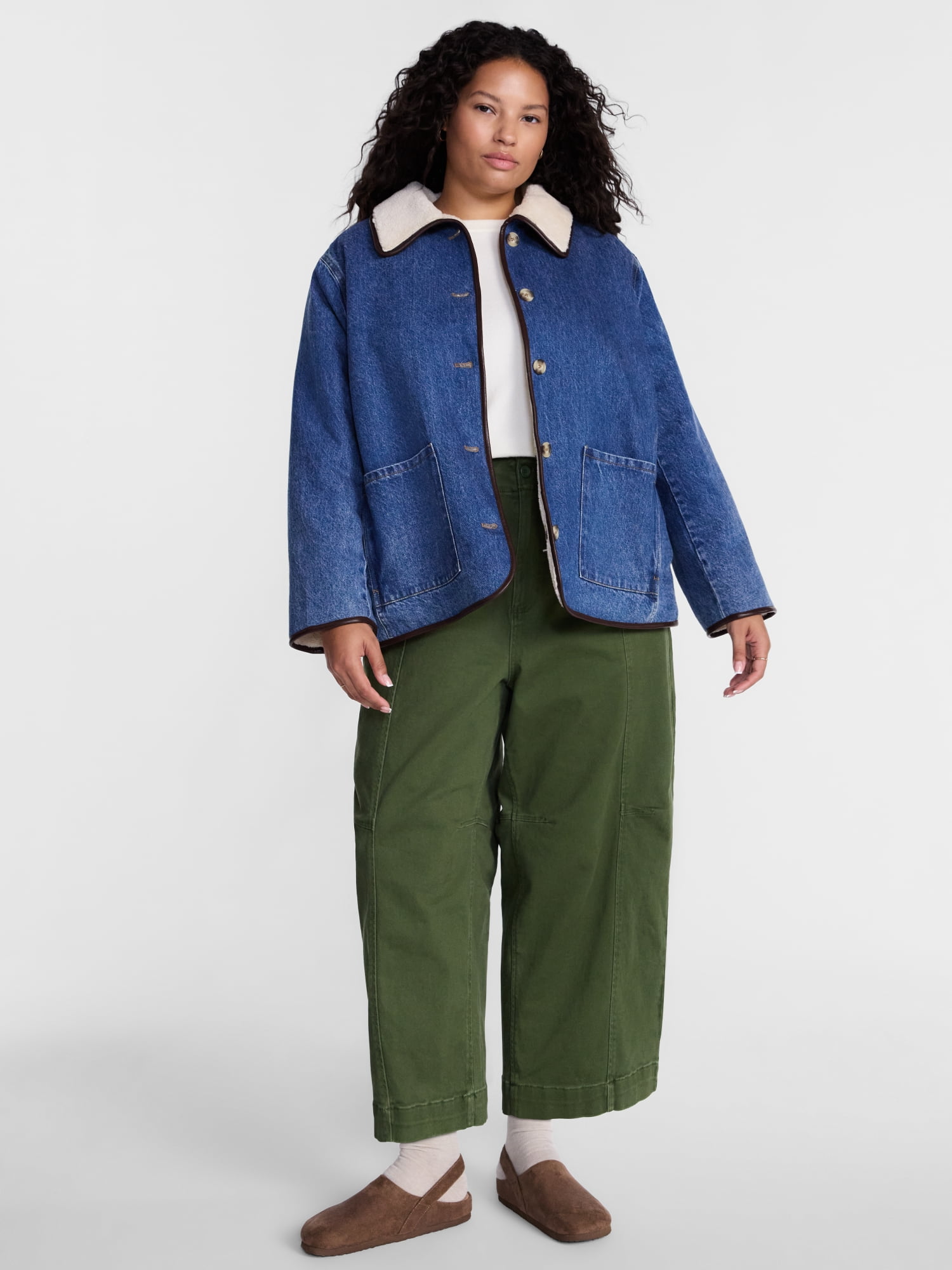 Terra & Sky Womens Plus Reversable Chore Coat, Sizes 0X-5X
