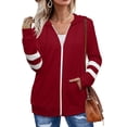 thumbnail image 2 of Sudaderas con capucha y bolsillo de manga larga con cremallera para mujer, tallas S a 2XL, 2 of 7