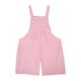 thumbnail image 4 of Odeerbi 5-14 Years Kids Girls Summer Cotton Linen Jumpsuit Cute Solid Color Camisole Romper Casual Adjustable Waist Overalls Bib Overall Shorts with Pocket, 4 of 6