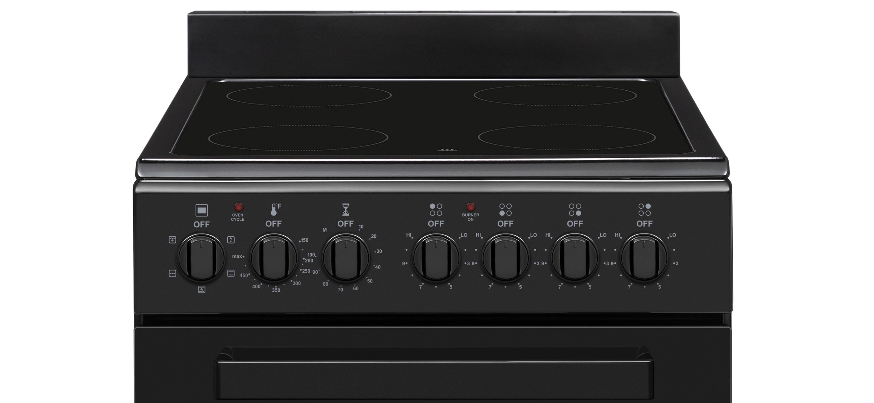 Premium Levella PREV2007VB 20" Vitroceramic Cooktop Electric Range with 4 Burners and 1.9 Cu. Ft. Single Convection Oven - Black