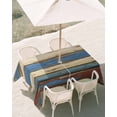 thumbnail image 3 of 60x120 Inch Outdoor Tablecloth with Umbrella Hole Zipper Rectangle Blue Beige Plank Rectangular Tablecloths Outside Waterproof Vintage Shabby Wooden Grain Patio Table Cloth Cover for Picnic Party, 3 of 8