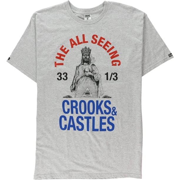 Crooks & Castles - Camiseta gr?fica para hombre con el ojo que todo lo ve, gris, mediana Crooks & Castles Camiseta gráfica