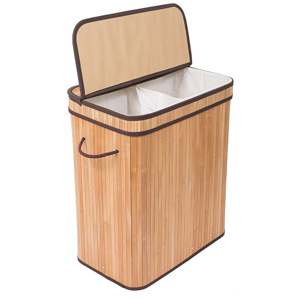 Birdrock Home Double Laundry Hamper with Lid and Cloth