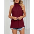thumbnail image 4 of Spencer Women's Sleeveless Tie Halter Neck Summer Tops Loose Casual Tank Top Blouse Shirts Sexy Plain T-Shirts "Wine Red,XL", 4 of 5