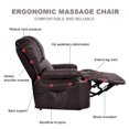 thumbnail image 3 of Costway Recliner Massage Sofa Chair Deluxe Ergonomic Lounge Couch Heated W/Control Brown, 3 of 10