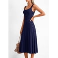 thumbnail image 4 of PRETTYGARDEN Spring Dresses for Women Summer Casual Sleeveless Square Neck A Line Knit Pleated Midi Cocktail Party Dress, 4 of 8