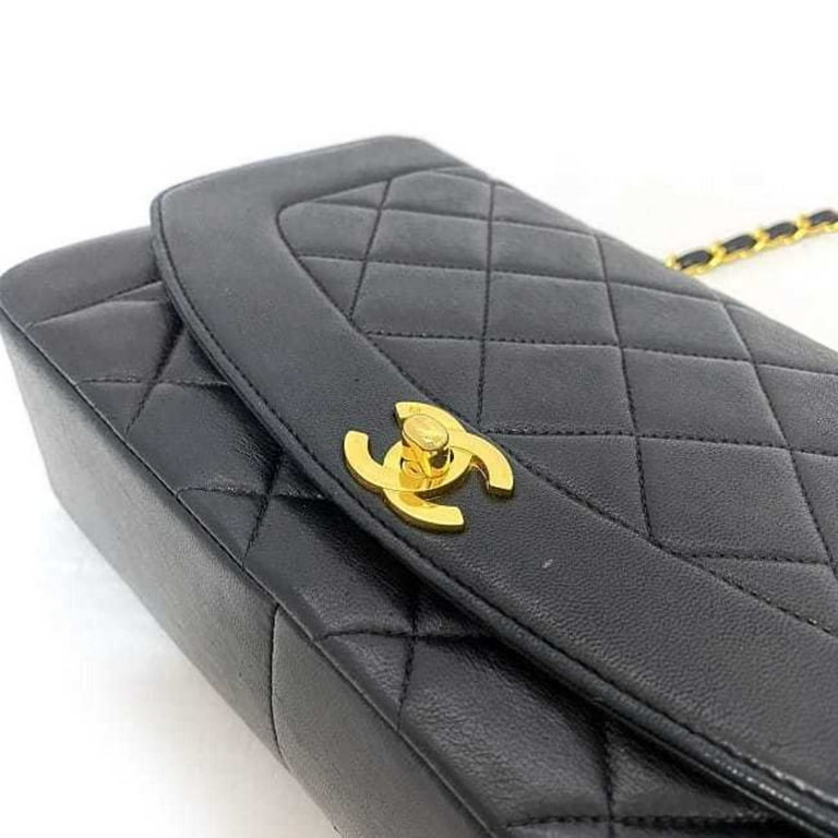 Chanel Matelasse Coco Mark Chain Shoulder Bag Black Lambskin