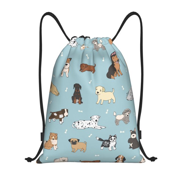 Lukts Dog Pets Pattern Drawstring Backpack Bag Sport Gym Sackpack,String Backpack Sport Bag Sack,Cinch Tote Gym Backpack-Medium