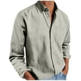 thumbnail image 3 of Juesizh Long Sleeve Shirts for Men Plus Size Lapel Button up Shirts Casual Trendy Solid Color Tee Shirts With Pockets, S-4XL, 3 of 7