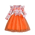 thumbnail image 2 of ATAIKU Little Girls Pumpkin Tulle Dresses Toddler Kids Long Sleeve Halloween Wedding Birthday Party Sparkle Tutu Dress 5T, 2 of 9