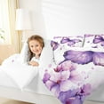 thumbnail image 5 of Manfei Kawaii Butterflies Bedding Comforter Set,Rustic Flower Twin Comforter Sets,White Purple Bedding Set For Teens Girls,Uper Cozy Room Decor Reversible,2-Piece, 5 of 9