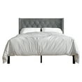 thumbnail image 5 of Castle Place Button Tufted Wingback Velvet Upholstered Bed, Light Grey, Queen, 5 of 8