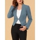 thumbnail image 5 of Blazer de oficina para mujer sin cuello, traje casual de negocios, blazer corto XS gris azul, 5 of 8