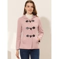 thumbnail image 2 of Chaquetón con capucha y bolsillos profundos con cremallera delantera corta tipo trenca para mujer Rosa L, 2 of 5