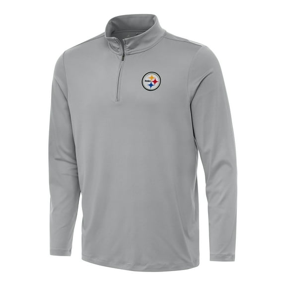 Men's Antigua Gray Pittsburgh Steelers Reprocess Quarter-Zip Top