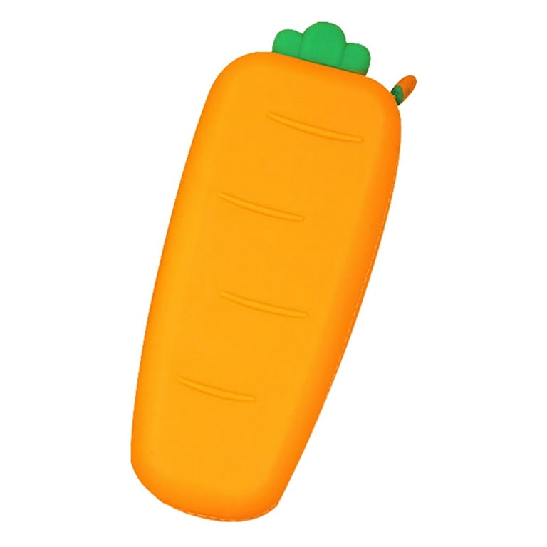 1pc Carrot Shaped Pencil Bag, Cute Portable Stationery Bag For Middle High  College School & Office