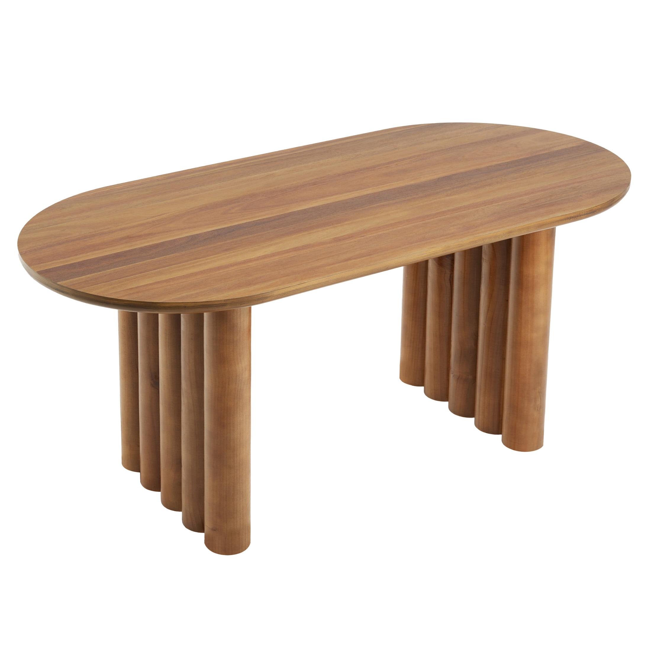 Christopher Knight Home 65.35" Modern Oval Dining Table for 4 with Unique Cylindrical Legs, Brown