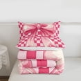 thumbnail image 5 of Erosebridal Girls Pink Bowknot Twin Comforter Sets,Kids Geometric Grid Printed Bedding Set,Reversible,2 Pieces, 5 of 7