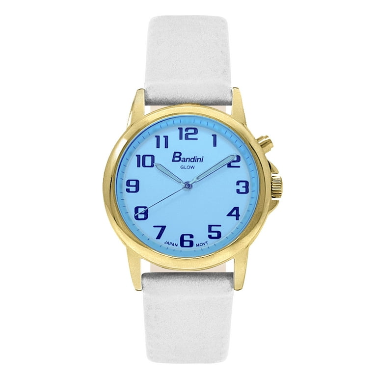 Bandni Mens Glow Watch Leather Quick Release Band 38mm Analog Men s Easy to Read Wrist Watch with Light Light Up Watches Quartz White Dial Big