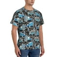 thumbnail image 2 of Bixox Men's Blue Excavator Printed Short Sleeve Skinny Athletic T-Shirt, 2 of 6