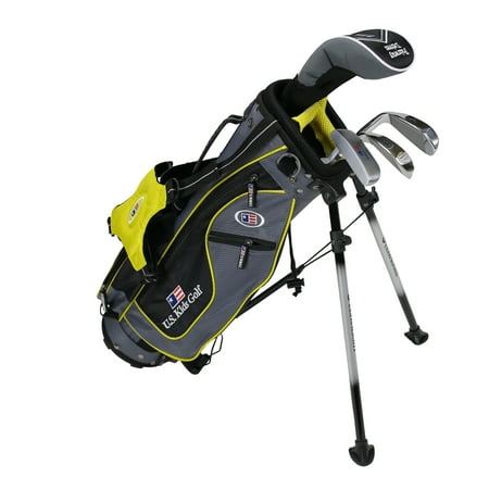 US Kids UL42 Ultralight 4-Club Golf Club Complete Set with Stand Bag, Grey/Yellow Bag for 42-45
