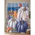 thumbnail image 4 of Fall Shower Curtain Purple Pumpkin Shower Curtains for Bathroom Thanksgiving Decor, Waterproof Polyester Shower Curtain Set with Hooks, Standard Size 72" x 72" Leaves Mushrooms Wood Grain, 4 of 6