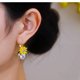 thumbnail image 4 of Sunflower Earrings | Yellow Flower Ear Clips | Zircon Piercing Cuffs | Nickel-Free Sensitive Ears | Romantic Jewelry | 1 Pair | Statement Design | Gift for Her, 4 of 9