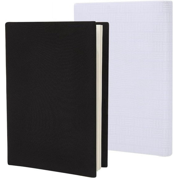 1 Set 2Pcs Black Book Cover Protector 7 x 13in White Notebook Wrap Sleeve Up to 7 x 9in Rectangle Stretchable Elastic Cloth Reusable Washable Sleeves for Hardcover Book Paperback Office Textbook