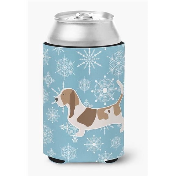Winter Snowflake Basset Hound Can or Bottle Hugger
