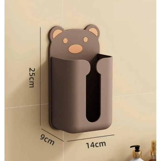 Caja de pañuelos con dibujos animados for el hogar, organizador de pañuelos sin taladro, autoadhesiva for pared, for baño o sala de estar (paquete de 1)