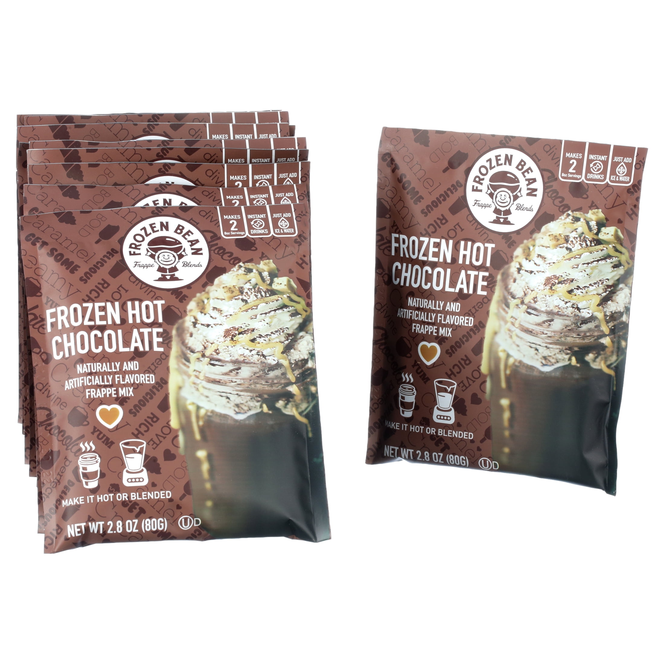 The Frozen Bean Frozen Hot Chocolate Frappe Mix, (12-pack) 2.8 oz Bags