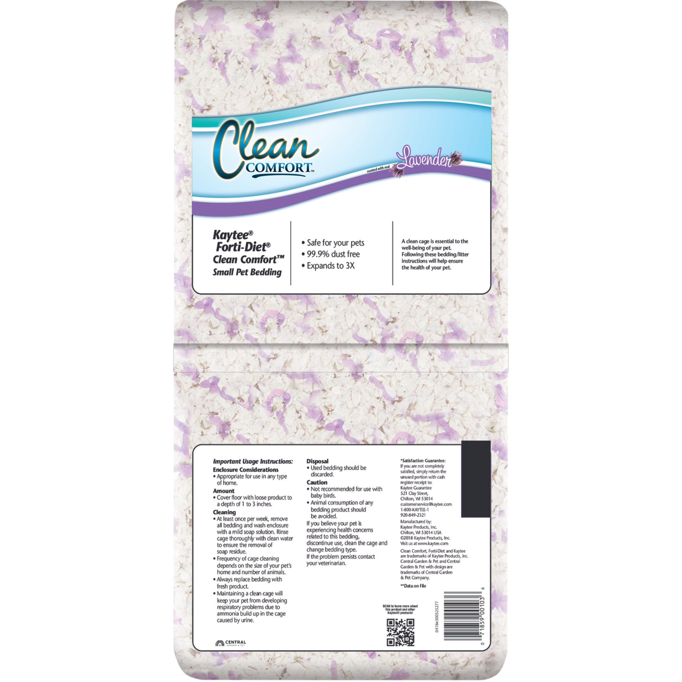(2 pack) Kaytee Forti-Diet Clean Comfort Small Animal Bedding, Lavender 24.6L