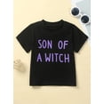 thumbnail image 2 of ZAXARRA T-shirt à Manches Courtes pour Bébé Garçon Col Rond Imprimé Lettres Hauts d'Été Vêtements d'Halloween, 2 of 7
