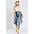 thumbnail image 5 of Mutual 3/4 Sleeve Multi Color Stripe Knit Sash Midi Dress | S-3X, 5 of 19