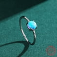 thumbnail image 2 of Womens Sterling Silver Ring with Opal Gemstone Inlay Geometric Design Ring 925 Silver Ring Seiko Technology Ring for Her Silver Jewelry Gift, 2 of 5