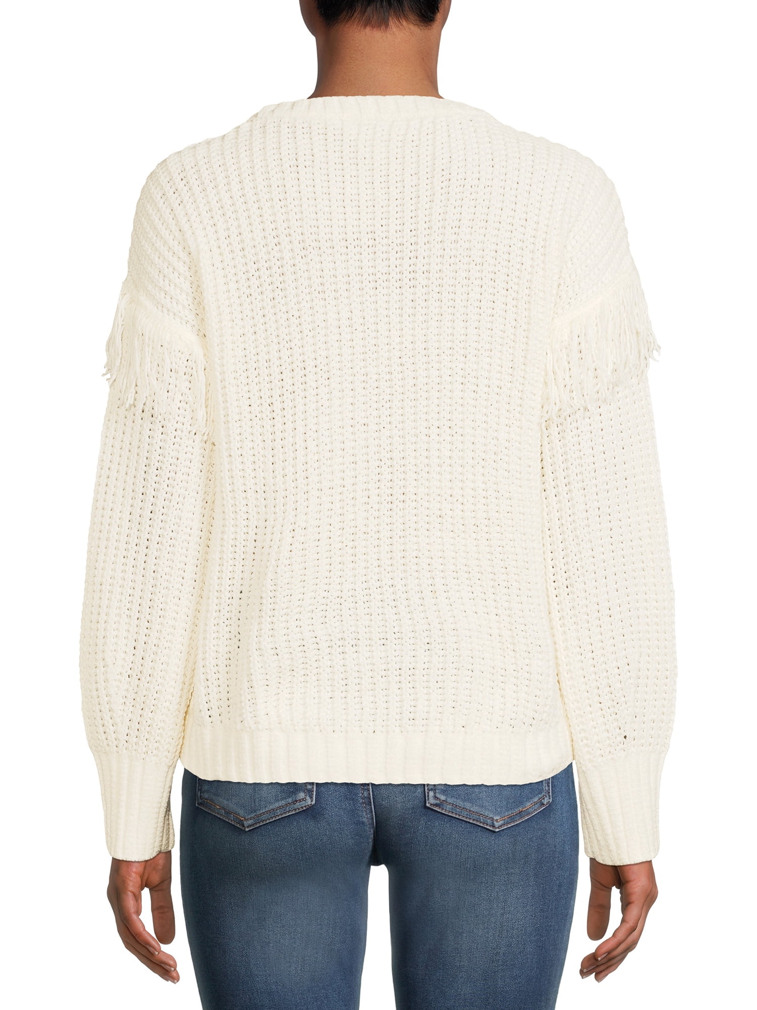 No Boundaries Juniors' Chenille Fringe Sweater