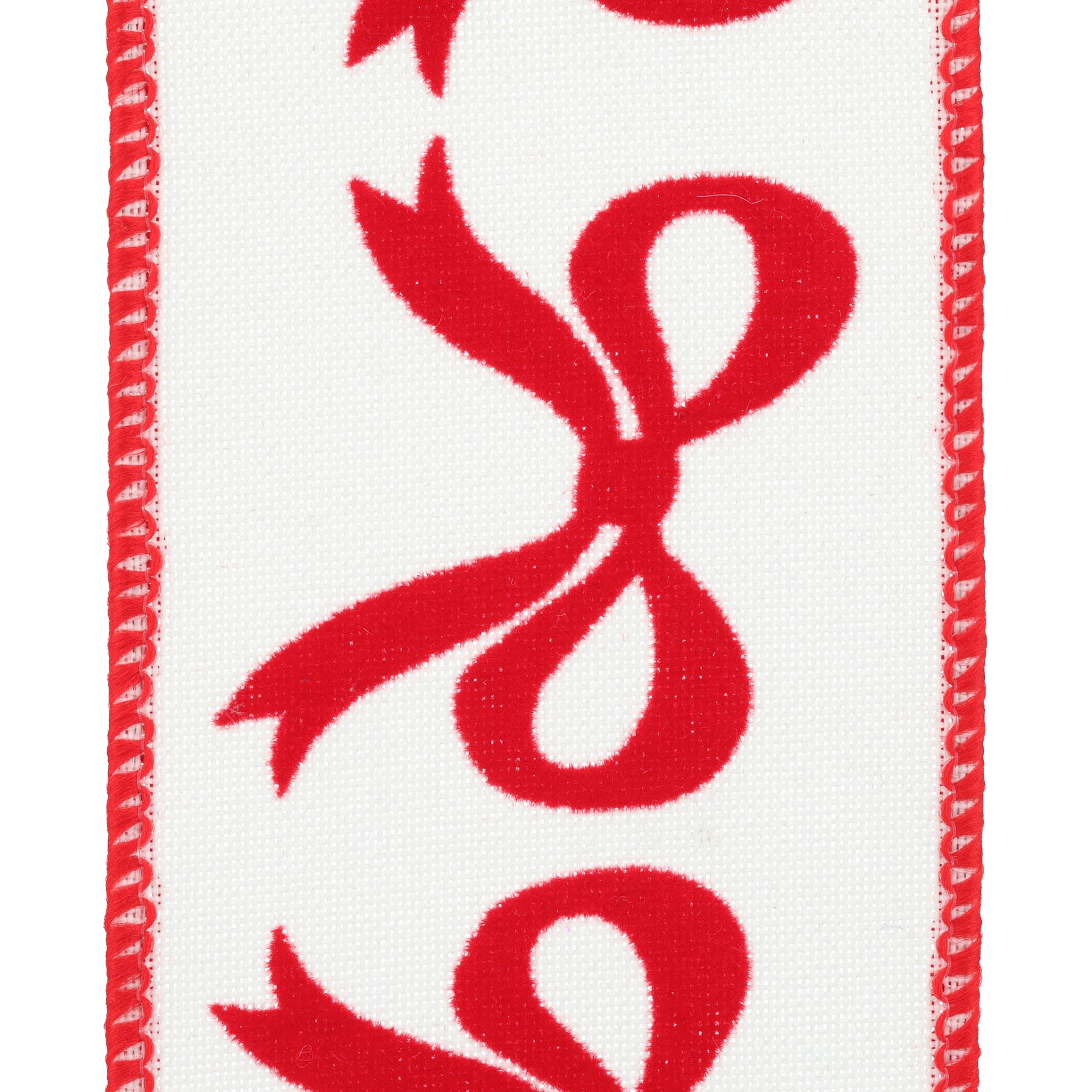 White and Red Bow Pattern Christmas Ribbon, 2.5" x 25', by Holiday Time