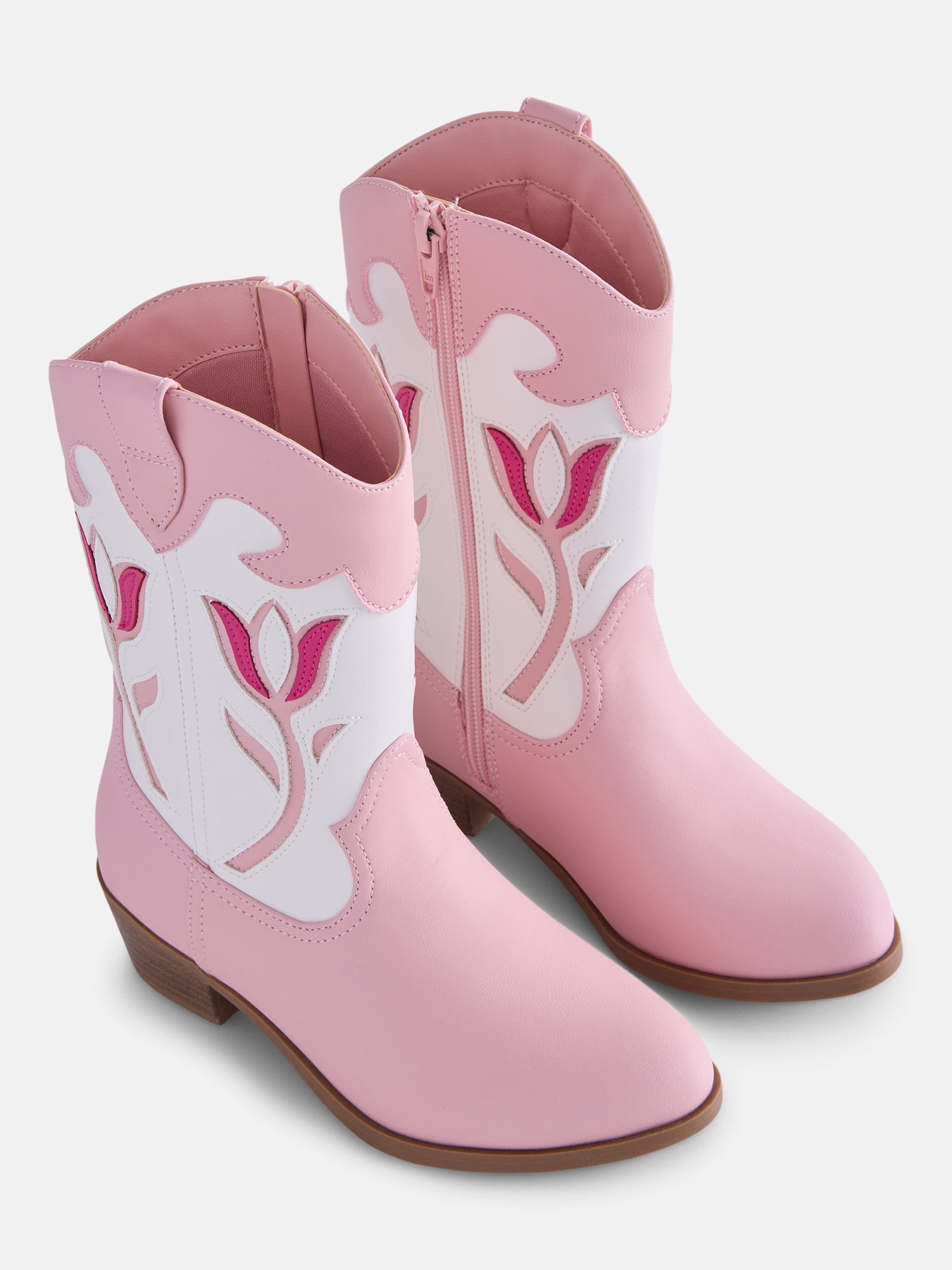 Wonder Nation Toddler, Little, & Big Girls Tulip Flower Cutout Western Boots