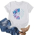 thumbnail image 3 of Outfmvch T Shirts for Women Short Sleeve Shirts for Women Graphic Tees Sunflower Butterfly Printed Shirt Short Sleeve Round Neck Outfit Clothes Workout Tops for Women Womens Tops 1PC Top Z1 White M, 3 of 5