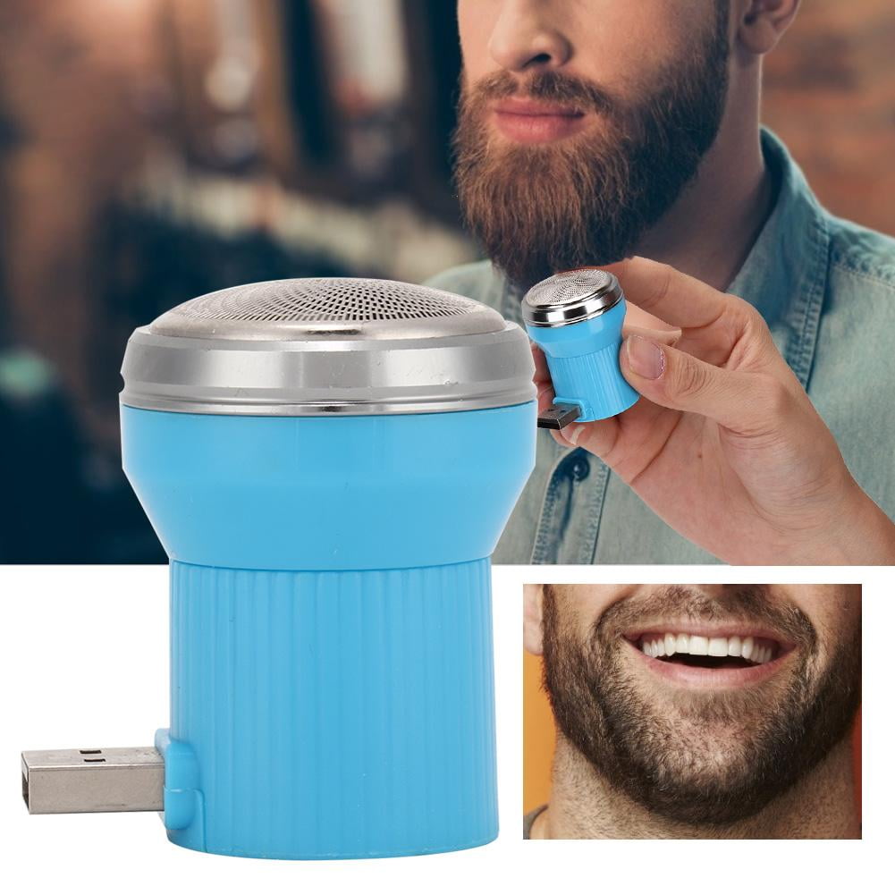 Tebru Beard Shaver, Portable Mini Men USB Electric Car Beard Shaver