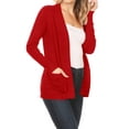thumbnail image 2 of Women's Plus Size Basic Open Front Long Sleeves Side Pockets Solid Casual Knit Cardigan, 2 of 3