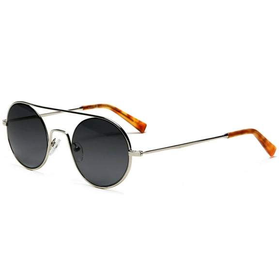 Round Janice Lennon Vintage Fashion Sunglasses Cool Silver - Silver