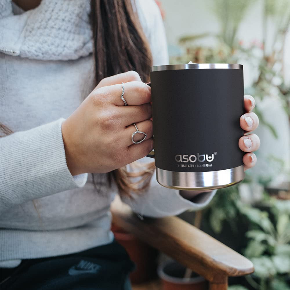 AdNart Ultimate Stainless Steel Ceramic Inner Coating Insulated Mug 12 oz, Black