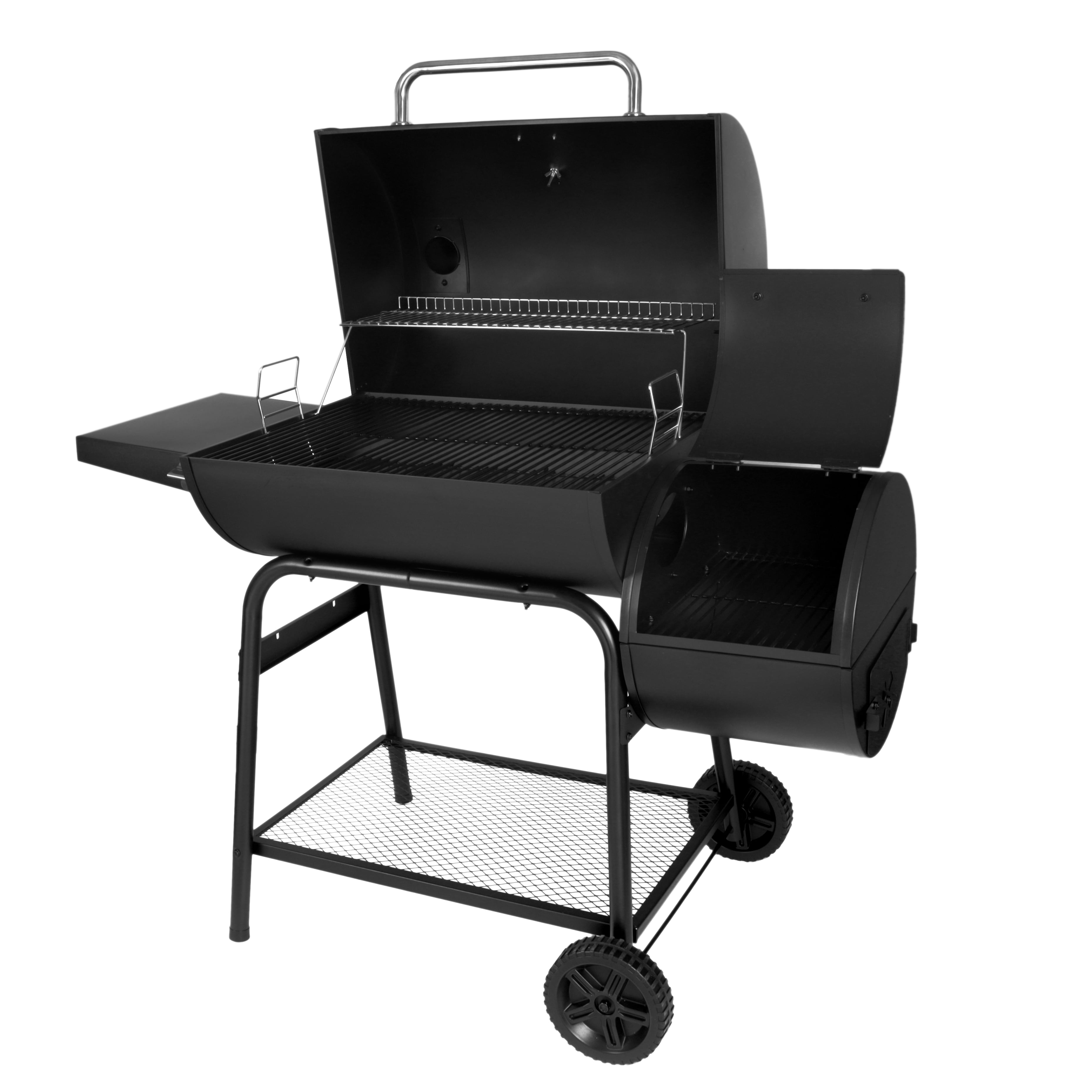 Expert Grill 28" Charcoal Offset Smoker Grill with Side Firebox, Black, New