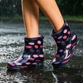 thumbnail image 5 of XUNKUSGA Womens Rain Boots Waterproof Anti-Slip Ankle Rain Boots Fashion Polka Dot Pull On Short Rain Boots for Daily Rainy Wear,6, 5 of 6