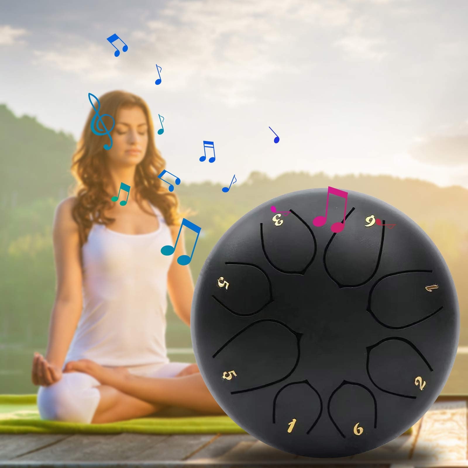 Outdoor Rain Drum Outdoor Rain Play Steel Tongue Drum 11.4cm 8 Tones Drum With Drumsticks And Music Book Handpan Meditation Drum For Garden Meditation