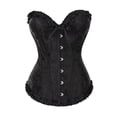 thumbnail image 1 of Sexy Gothic Top Lace-Up Waist Training Cincher Overbust Boned Satin Brocade Stays Corset Waist Shaper Corset Bustier Top BLACK S, 1 of 1