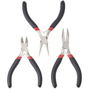 PandaHall 3 pcs/Set Jewellery Pliers Sets, Ferro, Side Cutter, Round Nose and Chain Nose Pliers, Black, 11-12.5cm