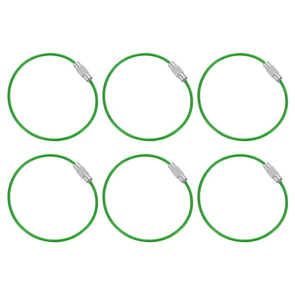Uxcell Wire Keychain Cable, 6Pcs 6" Steel Wire Key Rings Kit, Keychain Cable Loops Connecter for Crafts Keyrings, Luggage ID Tags and Decorations (Green)